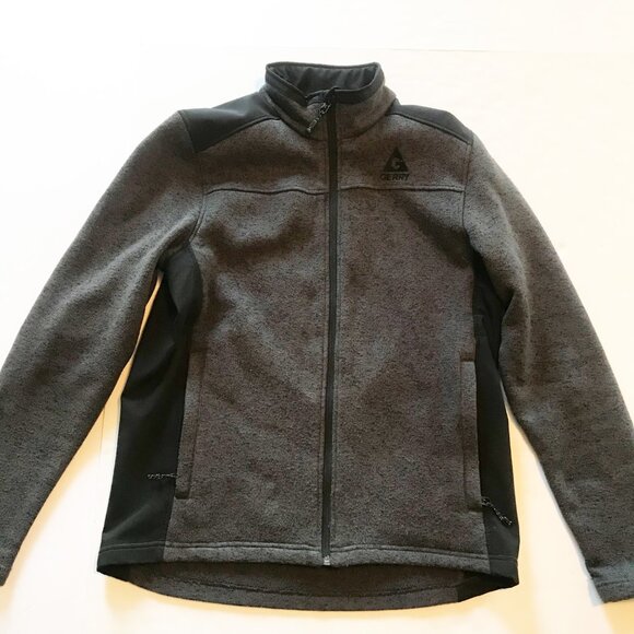 GERRY Mens Full Zip Mixed Media Knit On The Go Fleece Jacket Sweater Medium - Picture 2 of 9